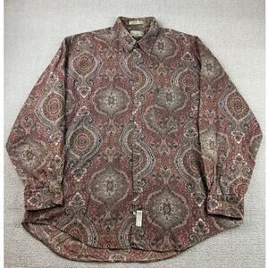 Bill Blass Men Large Multicolor Paisley Button‎ Down Shirt